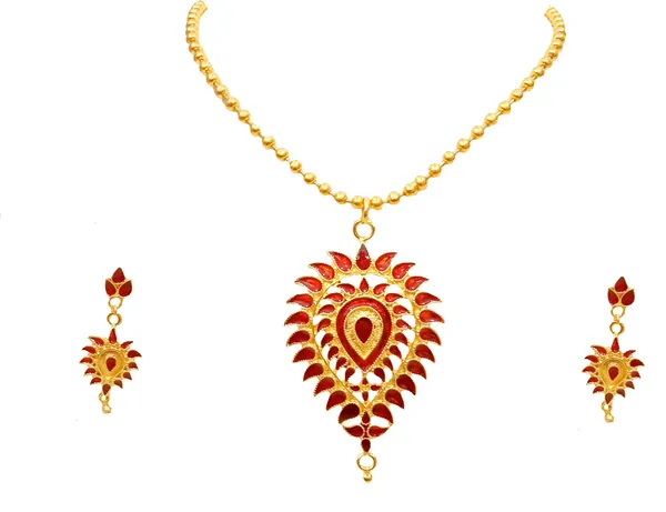 Assamese_Traditional_Red_Colour_Dugdugi_Chain_Jewellery_Set_For_Women_&_Girl